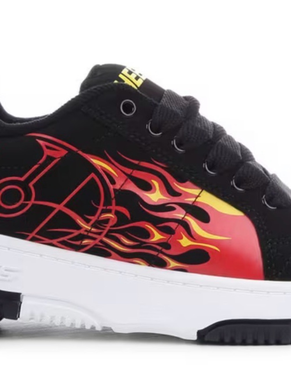 Heelys Black Sneakers with Red & Yellow Flame Detail Size 9, New with box